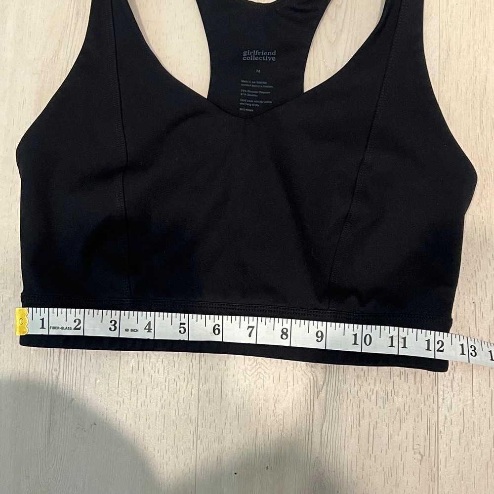 Girlfriend Collective black racer back  sports bra with triangle cut out  medium - Picture 3 of 4